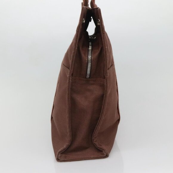 HERMES Her Line MM Tote Bag Canvas Brown Silver Auth bs28518 - Picture 4 of 16